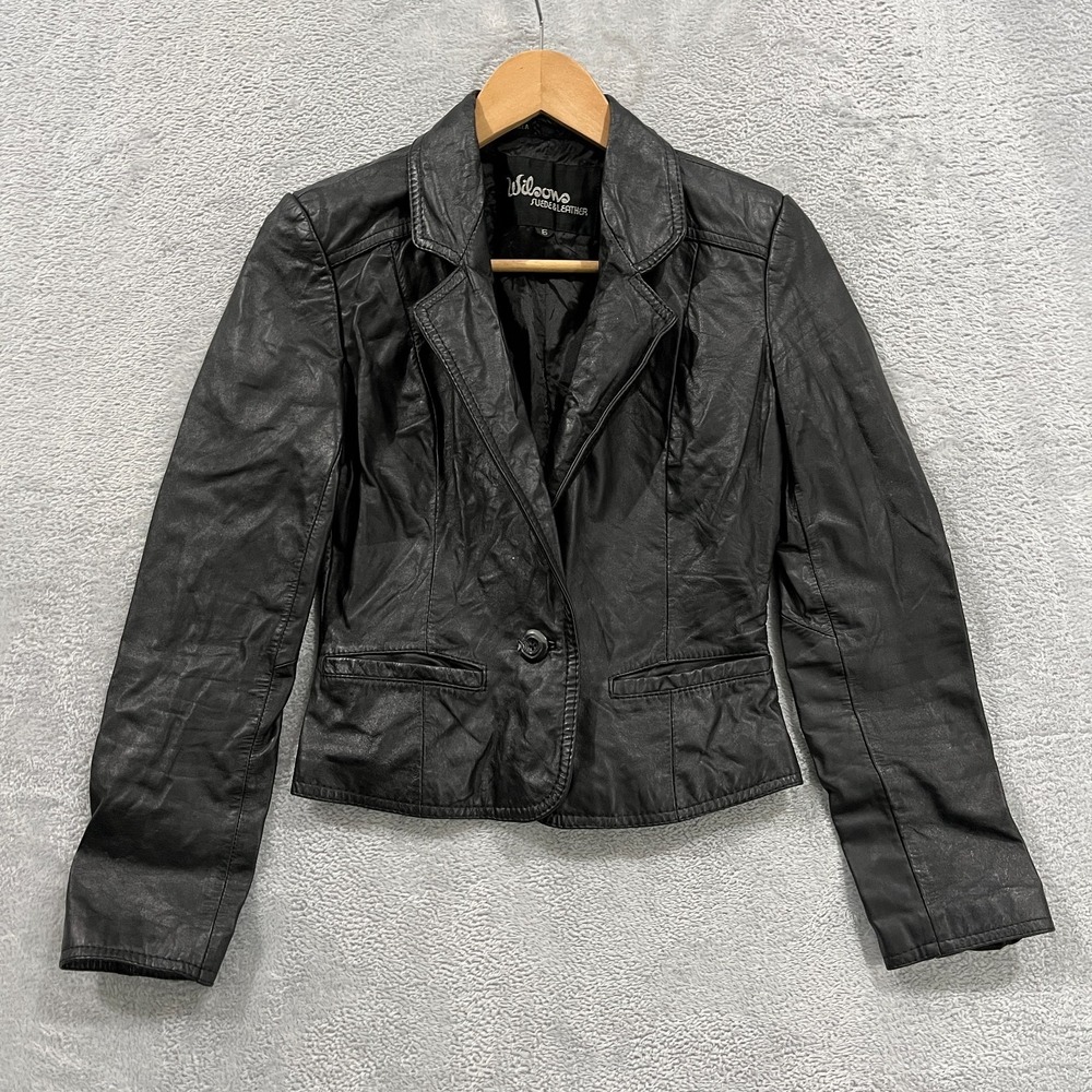Wilsons‎ Leather Jacket Womens 6 Slim Fit Moto Biker Punk Grunge VTG 90s